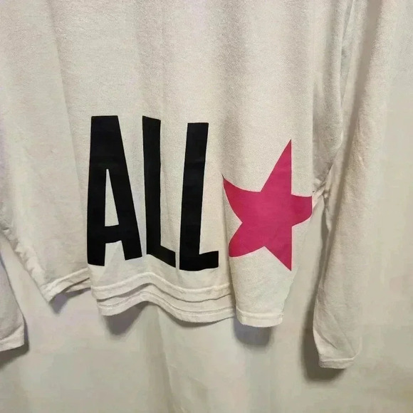 Converse Pullover Graphic Tee Womens XL White/Pink Cropped Loose Fit Logo Skater - Picture 2 of 8